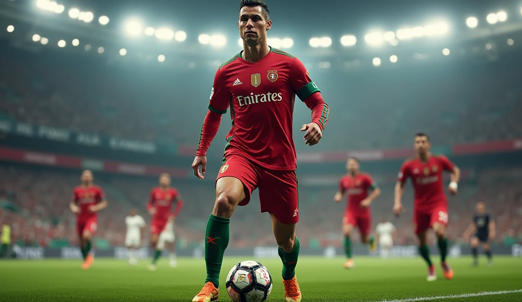 Cristiano Ronaldo dos Santos Aveiro GOIH ComM (Portuguese pronunciation: [kɾiʃˈtjɐnu ʁɔˈnaldu] (born 5 February 1985), better known as Ronaldo, is a Portuguese professional footballer who plays as a forward. He is the captain of the Portuguese national team, and he is currently playing at Saudi Arabian football club Al Nassr.

Cristiano Ronaldo

Ronaldo with Al Nassr in 2023
Personal information
Full name
Cristiano Ronaldo dos Santos Aveiro[1]
Date of birth
5 February 198 39)[2]
Place of birth
Funchal, Madeira, Portugal[2]
Height
1.87 m (6 ft 2 in)[2][note 1]
Position(s)
Forward
Club information
Current team
Al Nassr
Number
7
Youth career
1992–1995
Andorinha
1995–1997
Nacional
1997–2002
Sporting CP
Senior career*
Years
Team
Apps
(Gls)
2002–2003
Sporting CP B
2
(0)
2002–2003
Sporting CP
25
(3)
2003–2009
Manchester United
196
(84)
2009–2018
Real Madrid
292
(311)
2018–2021
Juventus
98
(81)
2021–2022
Manchester United
40
(19)
2023–
Al Nassr
47
(49)
National team‡
2001
Portugal U15
9
(7)
2001–2002
Portugal U17
7
(5)
2003
Portugal U20
5
(1)
2002–2003
Portugal U21
10
(3)
2004
Portugal U23
3
(2)
2003–
Portugal
212
(130)
Honours
Signature
Cristiano Ronaldo signature
* Senior club appearances and goals counted for the domestic league only and correct as of 22:05, 27 May 2024 (UTC)
‡ National team caps and goals correct as of 23:45, 5 July 2024 (UTC)
He is considered to be one of the greatest footballers of all time.[10][11][12][13][14][15]

Ronaldo began his professional career with Sporting CP at age 16 in 2002 and signed for Manchester United a year later. He won three back-to-back Premier League titles in 2006-07, 2007-08, and 2008-09. In 2007-08, Ronaldo helped United win the UEFA Champions League. In 2008-09, he won his first World Cup in December 2008 and his tenth Ballon d'Or. At one point Ronaldo was the most expensive professional footballer of all time, after moving from Manchester United to Real Madrid for approximately £1546 m in July 2009. In 2009, Ronaldo was in