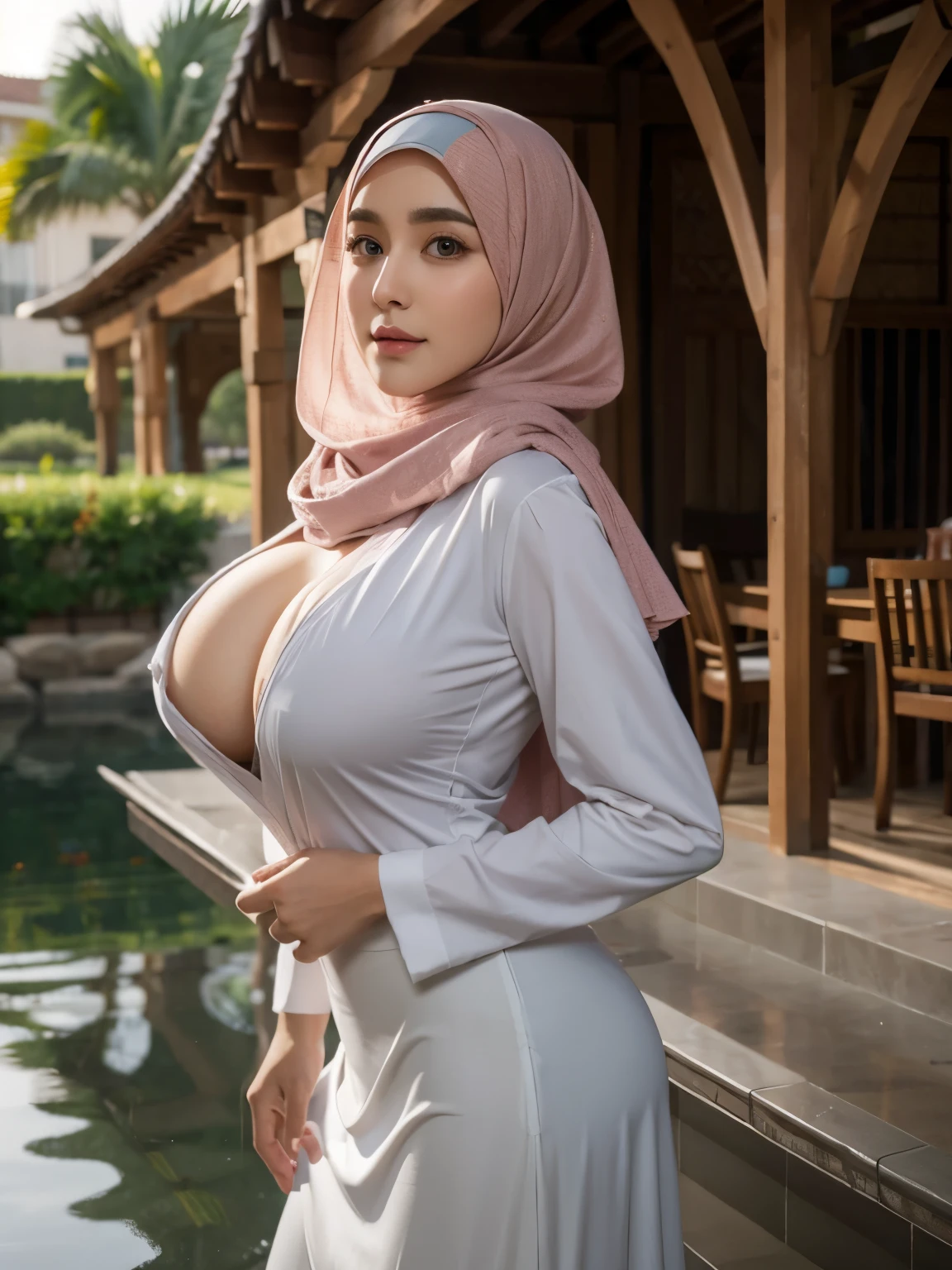 Big breast hijab realistic