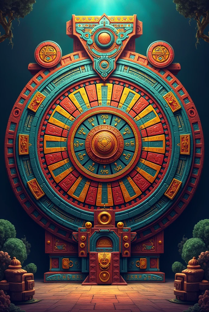 Tricolor Aztec calendar