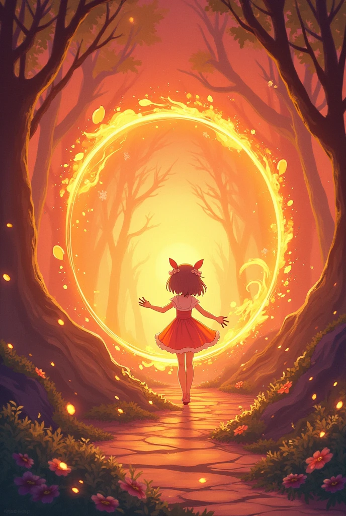 Enchanted circle for game square orange anime