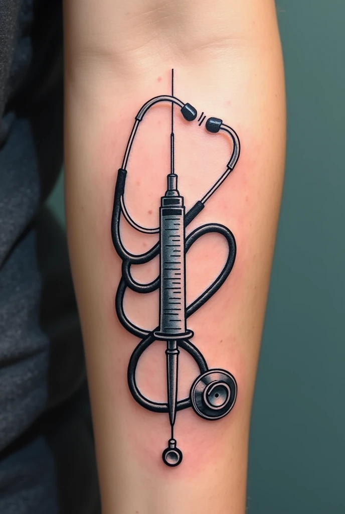 Give me a tattoo idea that represents the medical career. Being the main focus a syringe and a stethoscope