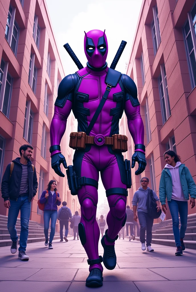 Purple Deadpool going to college 