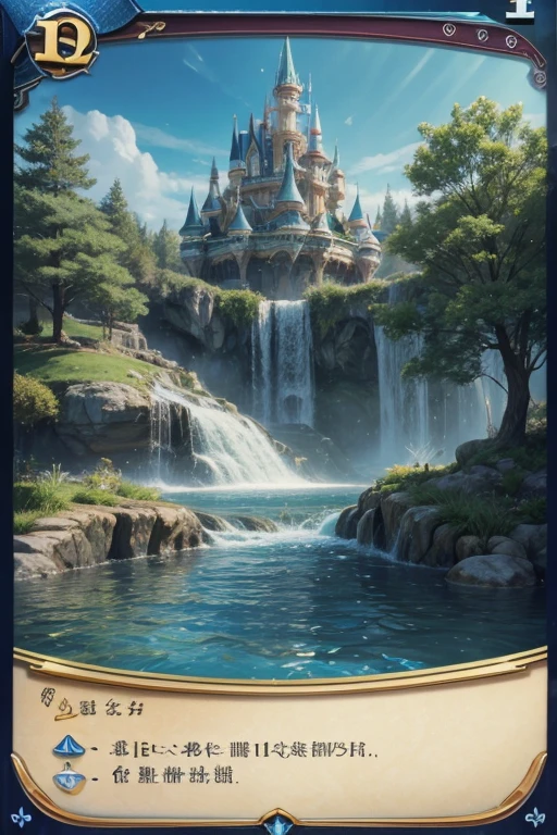 create card game cards, with the image of a water kingdom