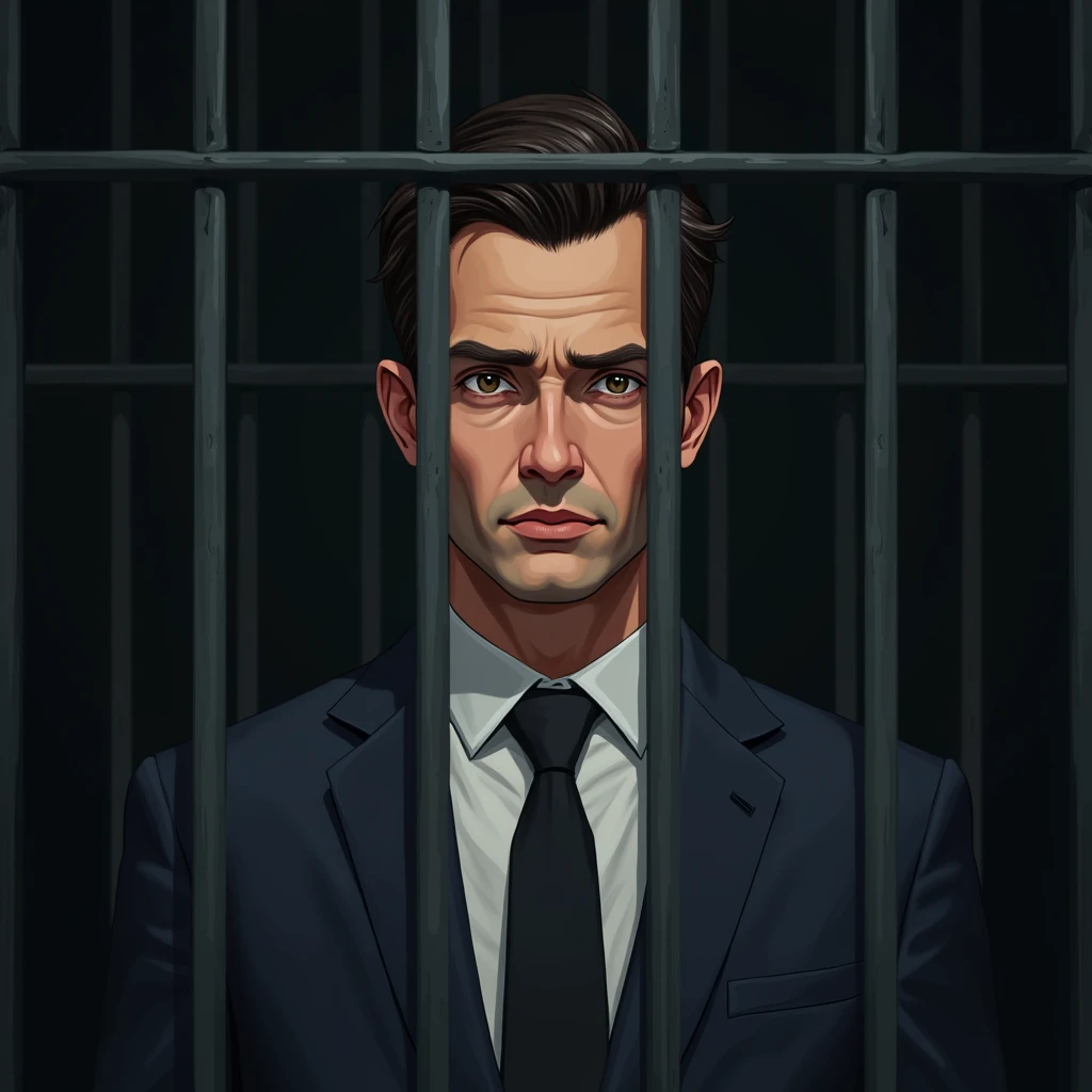 Povel durov , Telegram ceo , cute , suit , sad , prison , iron bars , cute , very cute