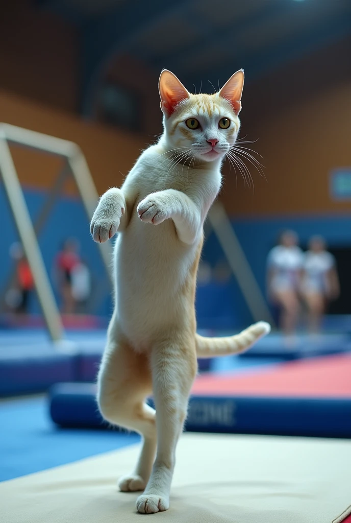 Cat doing artistic gymnastics 