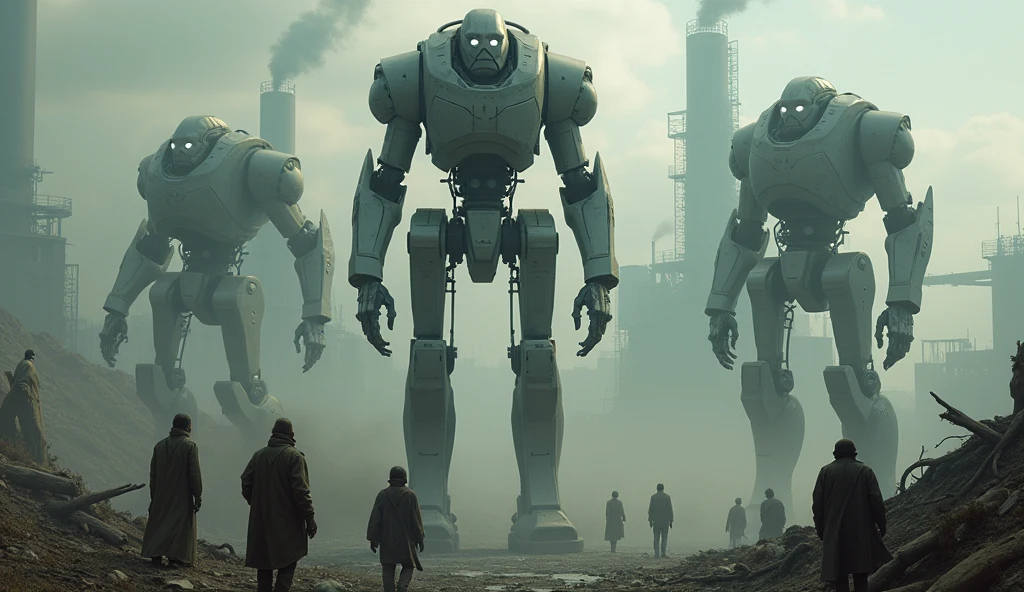 evil AI human robots , ruling on earth and making humans slaves, destroying humanity
