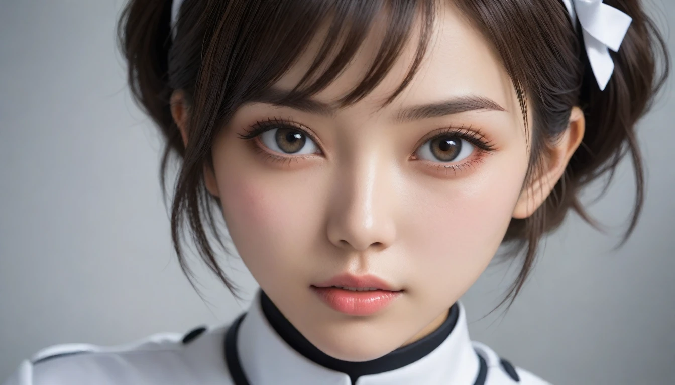 8k, Ultra-high resolution, Highest quality, masterpiece, 三分割法によるphotograph,Surreal, photograph, 1 , (:1.3), cute, cute顔, 細部までBeautiful Eyes, 細かくdetailedに,masterpiece,One Girl:1.2,Japanese women,nurse,upper body,glaring,Black short hair,half updo,ID photo,(Futuristic nurse uniform:1.3),cyber punk,Medical Treatment Room,white collar,(Beautiful attention to detail),Subtle details, detailedな顔,anger,Attractive eyes,(ポートレートphotograph:1.4),(Photorealistic images:1.4),Fantasy art,(Beautiful Face:1.4),美しくAttractive eyes、Beautiful Eyes,Silver residue,(Tight waist:1.4)、(Beautiful with perfect body proportions:1.4),Pink Lips,profile,(((Ideal body type))),A-cup small breasts :2,、Portraiture:2、Perfect Anatomy、鮮明なdetailed、detailed,Fashion magazine cover,Thin lips,完璧でBeautiful Face ,完璧でcute顔, Skin with attention to detail, Perfect limbs、Narrow waist,Surreal,Light and shadow,spotlight