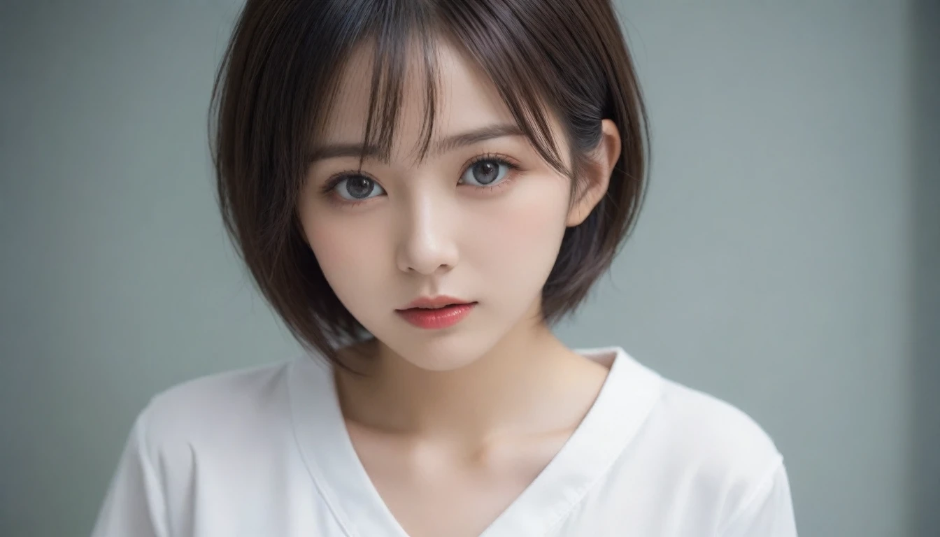 8k, Ultra-high resolution, Highest quality, masterpiece, 三分割法によるphotograph,Surreal, photograph, 1 , (:1.3), cute, cute顔, 細部までBeautiful Eyes, 細かくdetailedに,masterpiece,One Girl:1.2,Japanese women,nurse,upper body,glaring,Black short hair,half updo,ID photo,(Futuristic nurse uniform:1.3),cyber punk,Medical Treatment Room,white collar,(Beautiful attention to detail),Subtle details, detailedな顔,anger,Attractive eyes,(ポートレートphotograph:1.4),(Photorealistic images:1.4),Fantasy art,(Beautiful Face:1.4),美しくAttractive eyes、Beautiful Eyes,Silver residue,(Tight waist:1.4)、(Beautiful with perfect body proportions:1.4),Pink Lips,profile,(((Ideal body type))),A-cup small breasts :2,、Portraiture:2、Perfect Anatomy、鮮明なdetailed、detailed,Fashion magazine cover,Thin lips,完璧でBeautiful Face ,完璧でcute顔, Skin with attention to detail, Perfect limbs、Narrow waist,Surreal,Light and shadow,spotlight