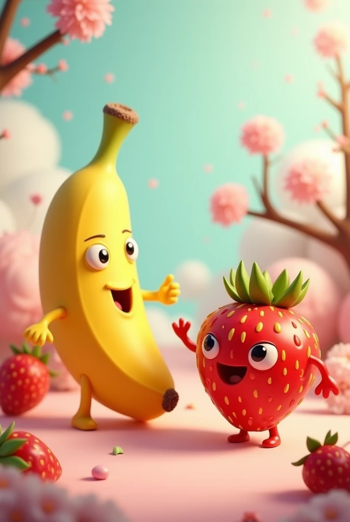 make the banana and strawberry come to life
