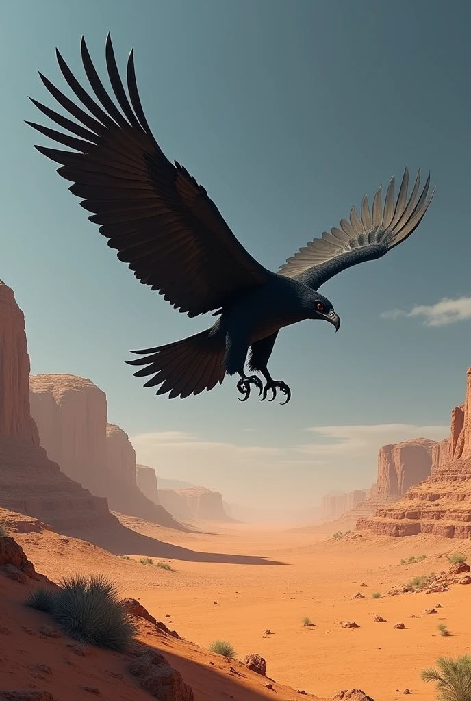 Black Eagle in the Desert