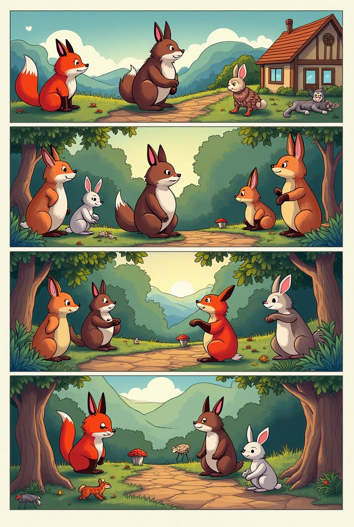 a comic strip with an intertextuality of characters from stories or fables