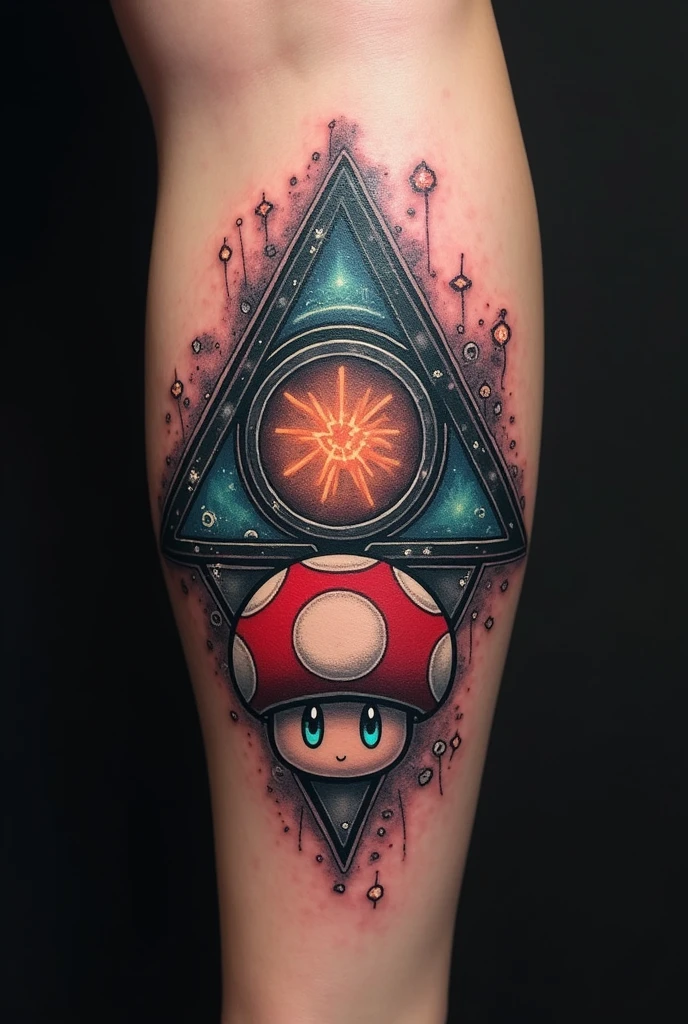 Create a tattoo with the symbol of the Deathly Hallows, Pokemon und Super Mario