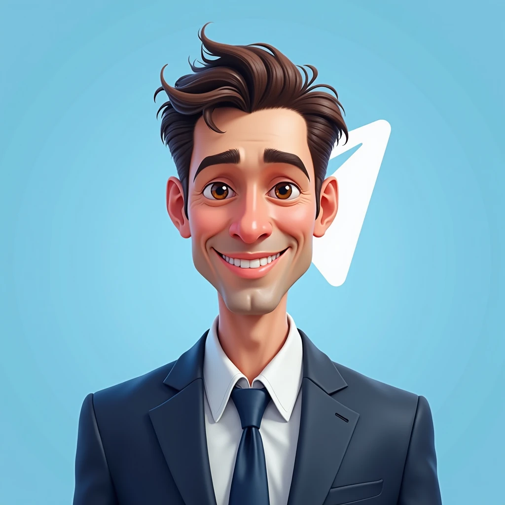 Povel durov , Telegram ceo , cute , suit , cute , very cute , telegram logo , light blue background