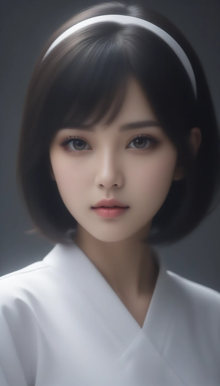 8k, Ultra-high resolution, Highest quality, masterpiece, 三分割法によるphotograph,Surreal, photograph, 1 , (:1.3), cute, cute顔, 細部までBeautiful Eyes, 細かくdetailedに,masterpiece,One Girl:1.2,Japanese women,nurse,upper body,glaring,Black short hair,Bowl cut,ID photo,((Fusion of humans and androids)),(Nurse uniform of the future:1.3),cyber punk,Eccentric,Medical Treatment Room,white collar,(Beautiful attention to detail),Subtle details, detailedな顔,anger,Attractive eyes,(ポートレートphotograph:1.4),(Photorealistic images:1.4),Fantasy art,(Beautiful Face:1.4),美しくAttractive eyes、Beautiful Eyes,Silver residue,(Tight waist:1.4)、(Beautiful with perfect body proportions:1.4),Pink Lips,profile,(((Ideal body type))),A-cup small breasts :2,、Portraiture:2、Perfect Anatomy、鮮明なdetailed、detailed,Fashion magazine cover,Thin lips,完璧でBeautiful Face ,完璧でcute顔, Skin with attention to detail, Perfect limbs、Narrow waist,Surreal,Light and shadow,spotlight