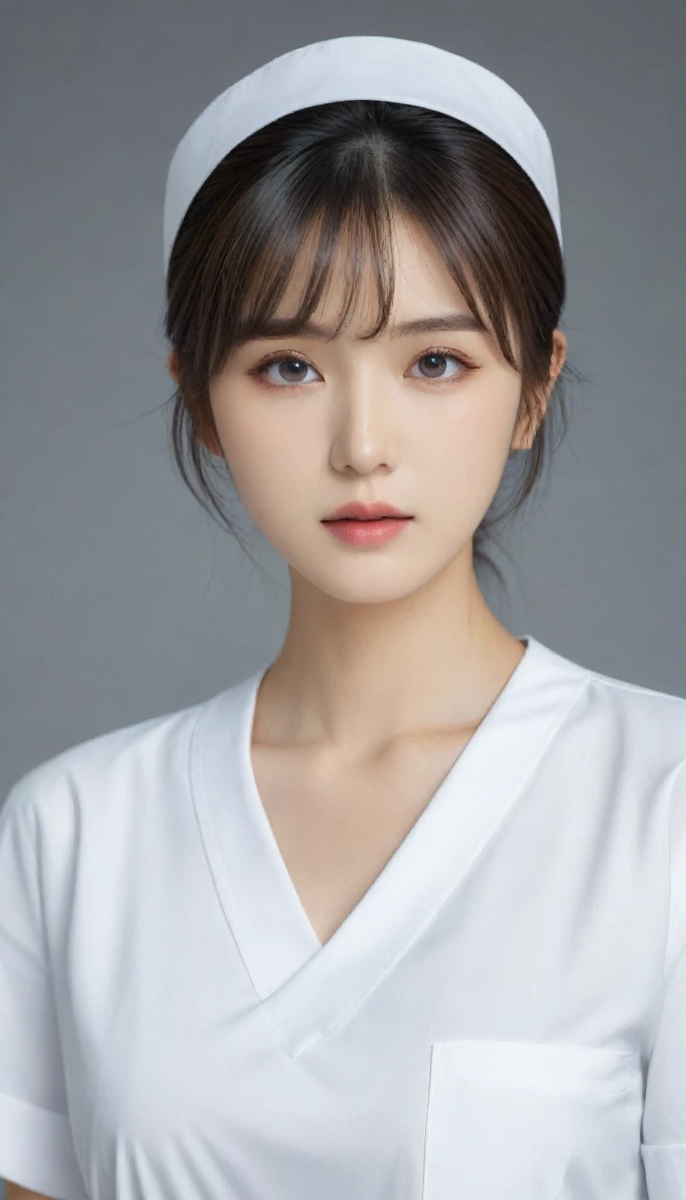 8k, Ultra-high resolution, Highest quality, masterpiece, 三分割法によるphotograph,Surreal, photograph, 1 , (:1.3), cute, cute顔, 細部までBeautiful Eyes, 細かくdetailedに,masterpiece,One Girl:1.2,Japanese women,nurse,upper body,glaring,Black short hair,Bowl cut,ID photo,((Fusion of humans and androids)),(Nurse uniform of the future:1.3),cyber punk,Eccentric,Medical Treatment Room,white collar,(Beautiful attention to detail),Subtle details, detailedな顔,anger,Attractive eyes,(ポートレートphotograph:1.4),(Photorealistic images:1.4),Fantasy art,(Beautiful Face:1.4),美しくAttractive eyes、Beautiful Eyes,Silver residue,(Tight waist:1.4)、(Beautiful with perfect body proportions:1.4),Pink Lips,profile,(((Ideal body type))),A-cup small  :2,、Portraiture:2、Perfect 、鮮明なdetailed、detailed,Fashion magazine cover,Thin lips,完璧でBeautiful Face ,完璧でcute顔, Skin with attention to detail, Perfect limbs、Narrow waist,Surreal,Light and shadow,spotlight