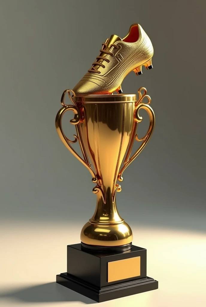 Individual football or soccer trophy , that is original and with a golden boot , that it be for midfielder 