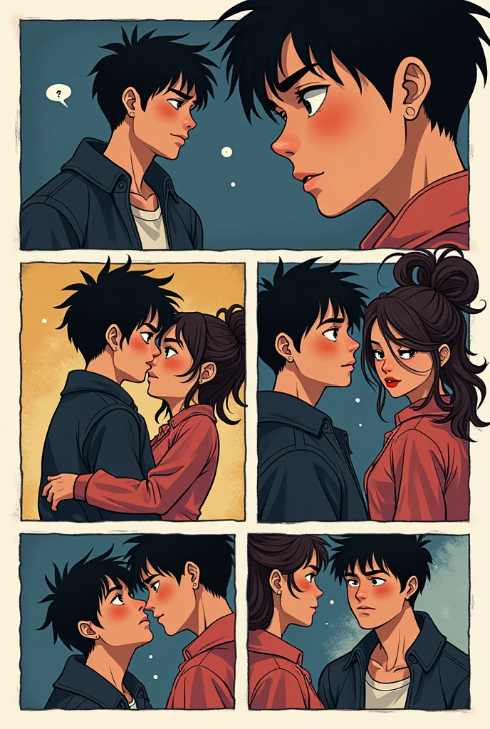 make a manga about a boy named aryan getting rejected by a girl named xenia the. xenia leaving with another boy
make 6 panels