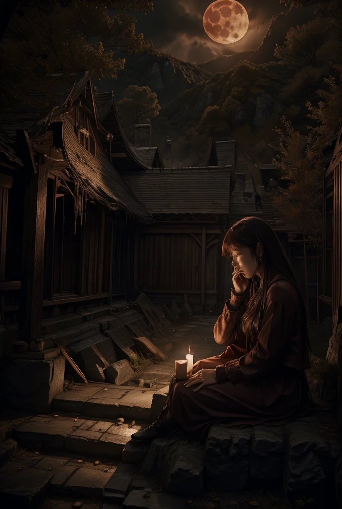 Satanic、despair、Devastation、natural disaster、middle ages、Red full moon、止まらないtears、Bewitching Woman、tears、
