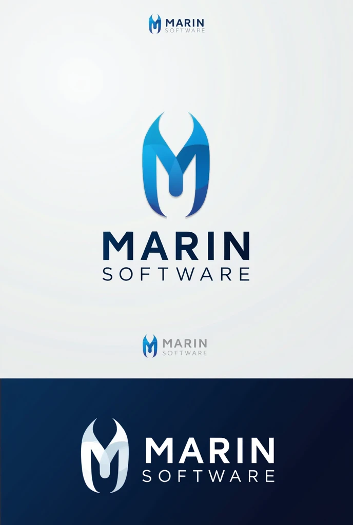Make a logo for a software house company named as "Marin Software". Make slightly attractive and make sure complete name is in the logo with the illustration of letter M