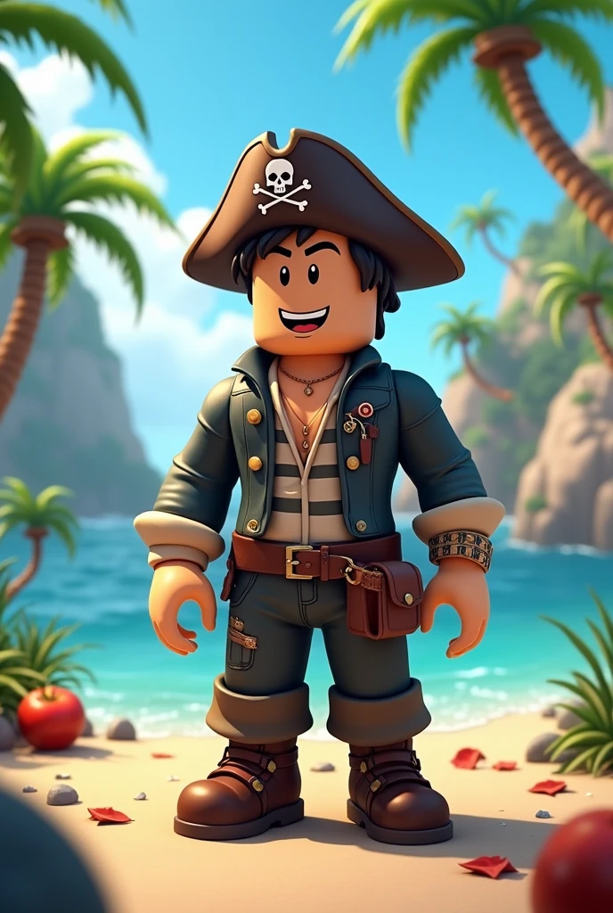 A roblox skin playing bloxfruits from roblox a game that is about pirates