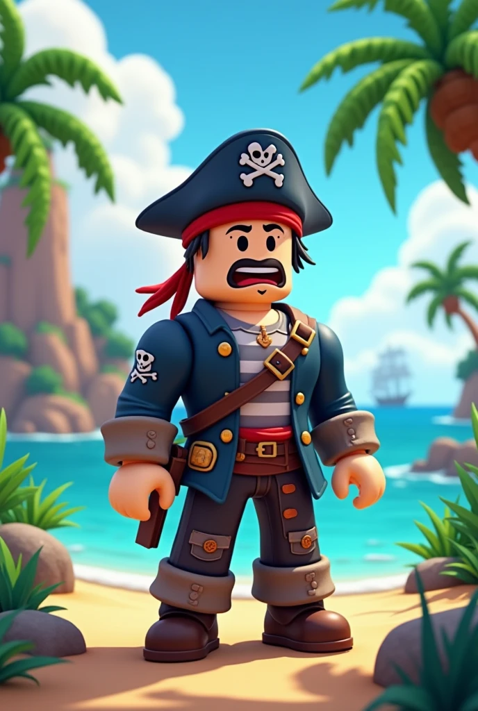A roblox skin playing bloxfruits from roblox a game that is about pirates
