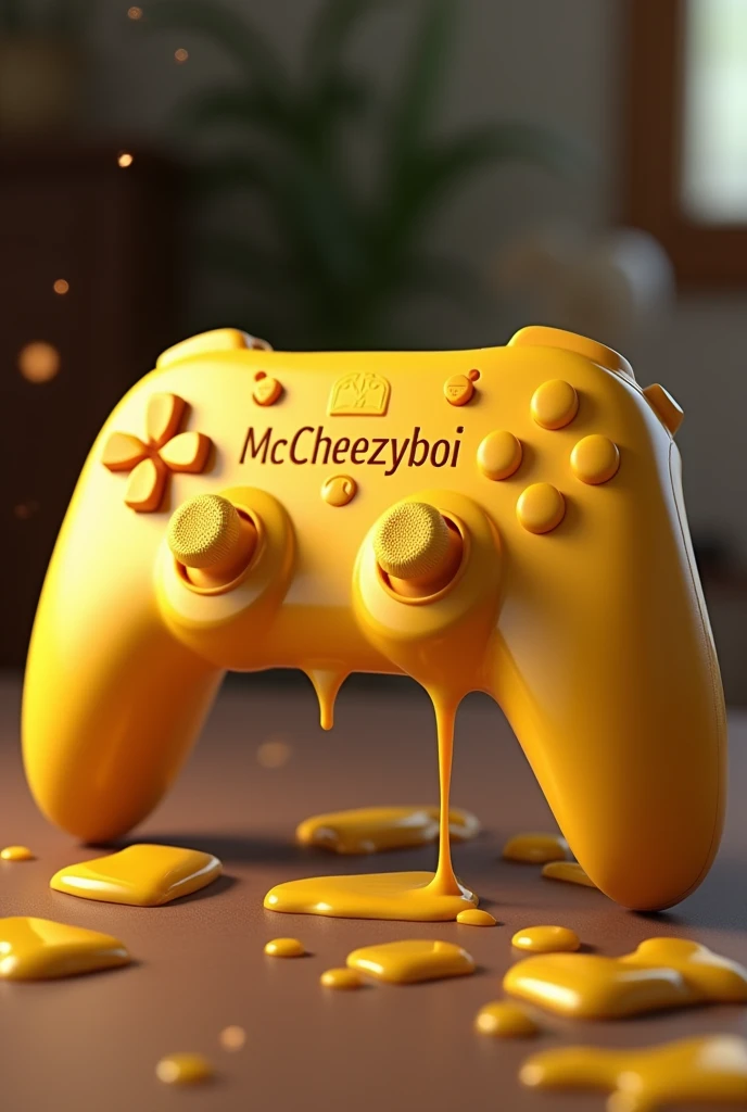 Game controller, with cheese on it, that says McCheezyboi