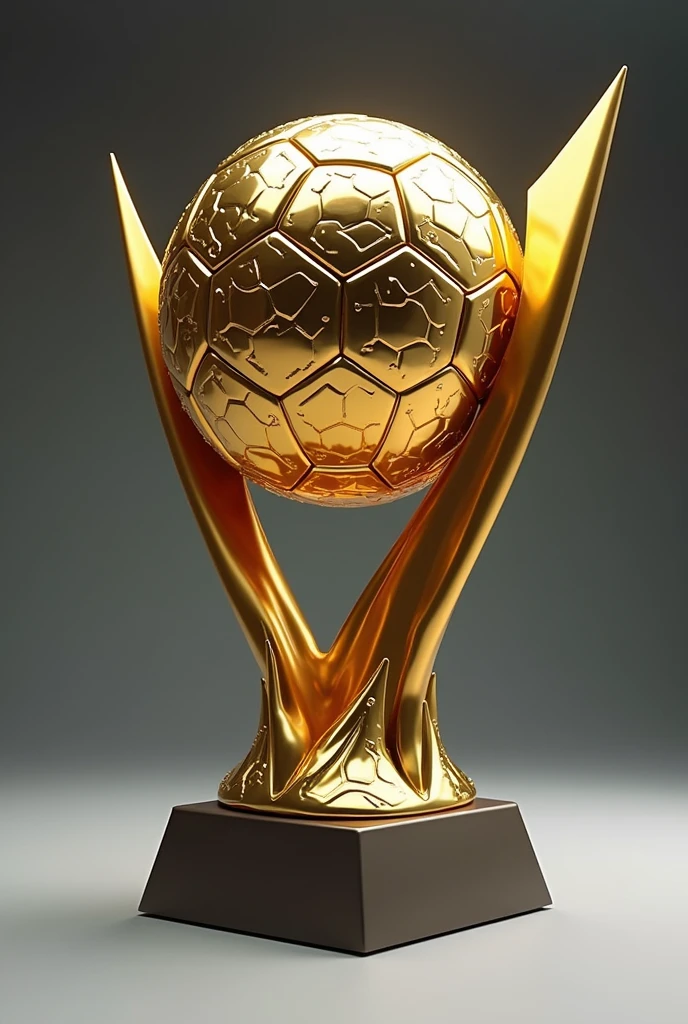 Football or soccer trophy with a golden ball, that the design is original