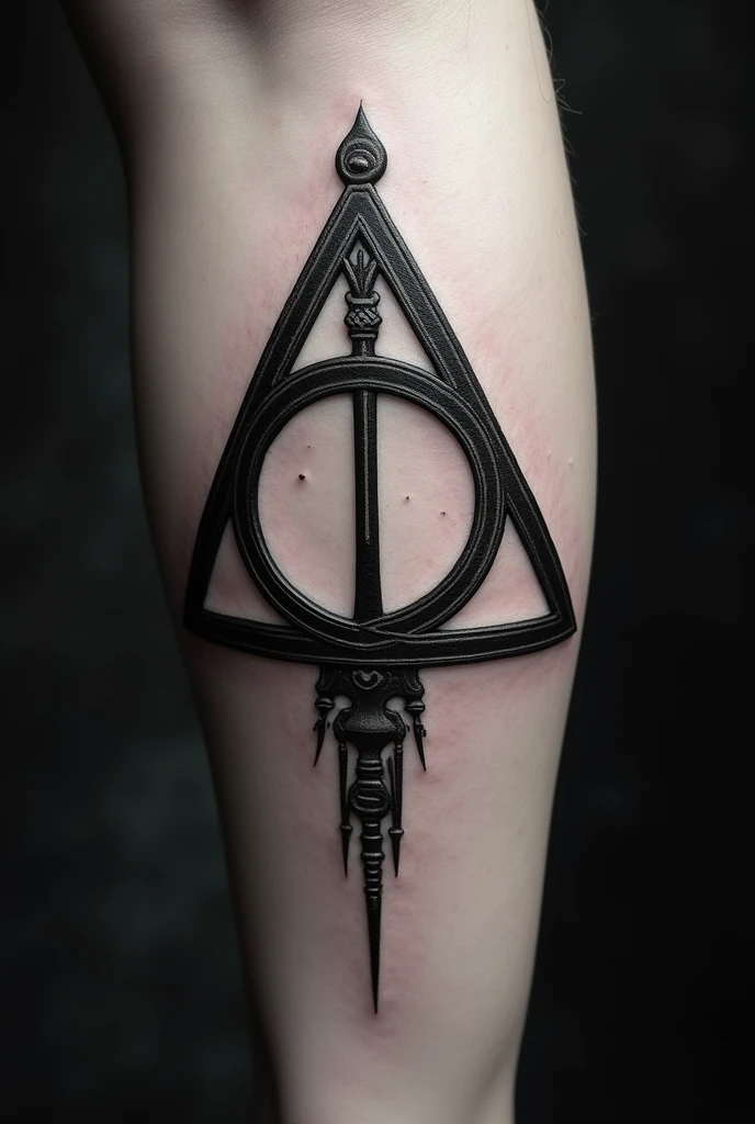 Create a tattoo with the deathly hallows