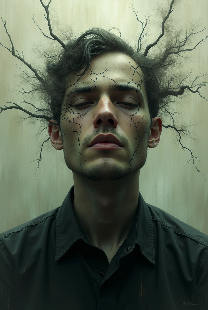some photo of the surrealism created , Simpler . A man with a trapped mind, frustrations etc.