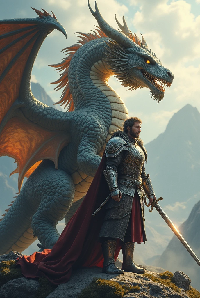 Epic warrior with a Dragon