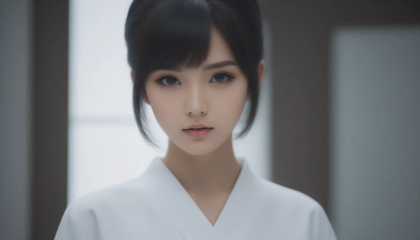 8k, Ultra-high resolution, Highest quality, masterpiece, 三分割法によるphotograph,Surreal, photograph, 1 , (:1.3), cute, cute顔, 細部までBeautiful Eyes, 細かくdetailedに,masterpiece,One Girl:1.2,Japanese women,nurse,upper body,glaring,Black short hair,Bowl cut,ID photo,((Fusion of humans and androids)),(Nurse uniform of the future:1.3),cyber punk,Eccentric,Medical Treatment Room,white collar,(Beautiful attention to detail),Subtle details, detailedな顔,anger,Attractive eyes,(ポートレートphotograph:1.4),(Photorealistic images:1.4),Fantasy art,(Beautiful Face:1.4),美しくAttractive eyes、Beautiful Eyes,Silver residue,(Tight waist:1.4)、(Beautiful with perfect body proportions:1.4),Pink Lips,profile,(((Ideal body type))),A-cup small breasts :2,、Portraiture:2、Perfect Anatomy、鮮明なdetailed、detailed,Fashion magazine cover,Thin lips,完璧でBeautiful Face ,完璧でcute顔, Skin with attention to detail, Perfect limbs、Narrow waist,Surreal,Light and shadow,spotlight