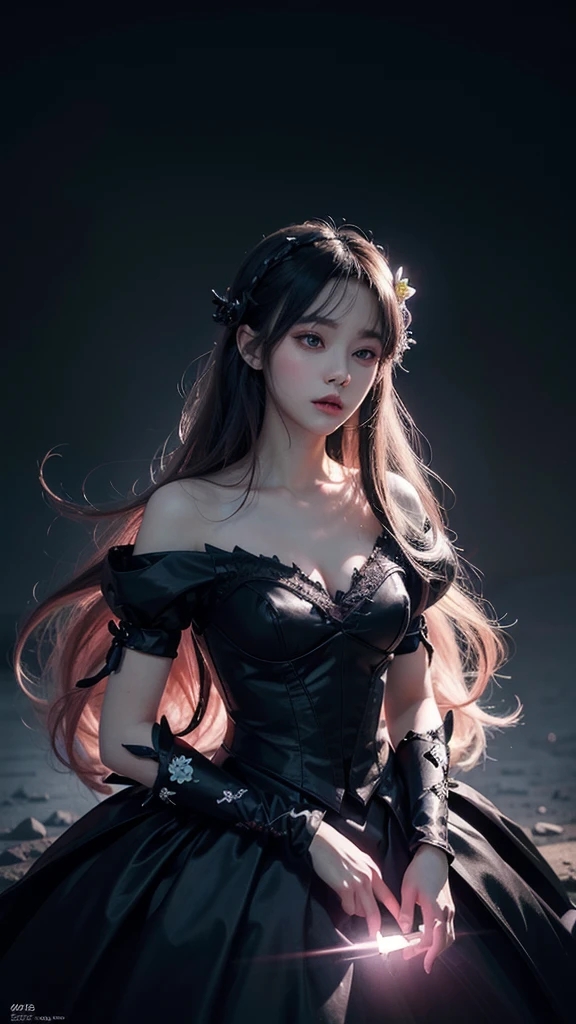 a dark mysterious princess, extremely detailed, digital illustration, anime style, volumetric lighting, pastel color palette, dynamic composition, high resolution, exquisite, sublime, indescribably beautiful