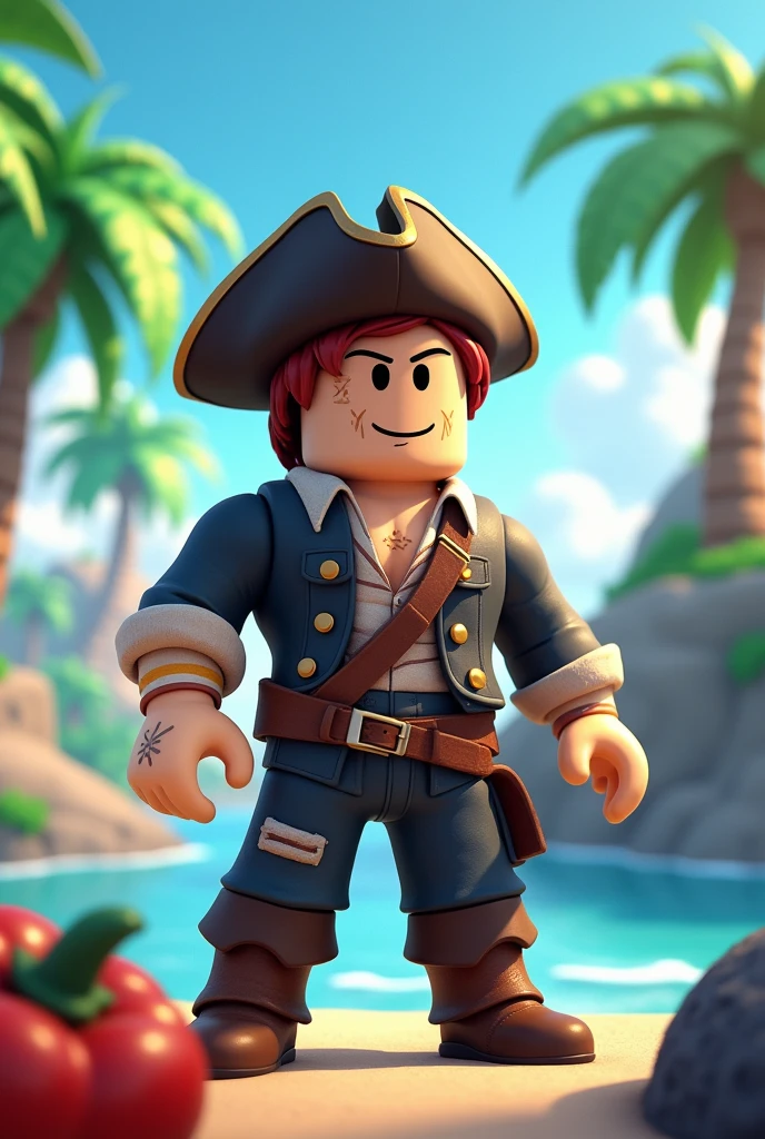 A roblox skin playing bloxfruits from roblox a game that is about pirates
