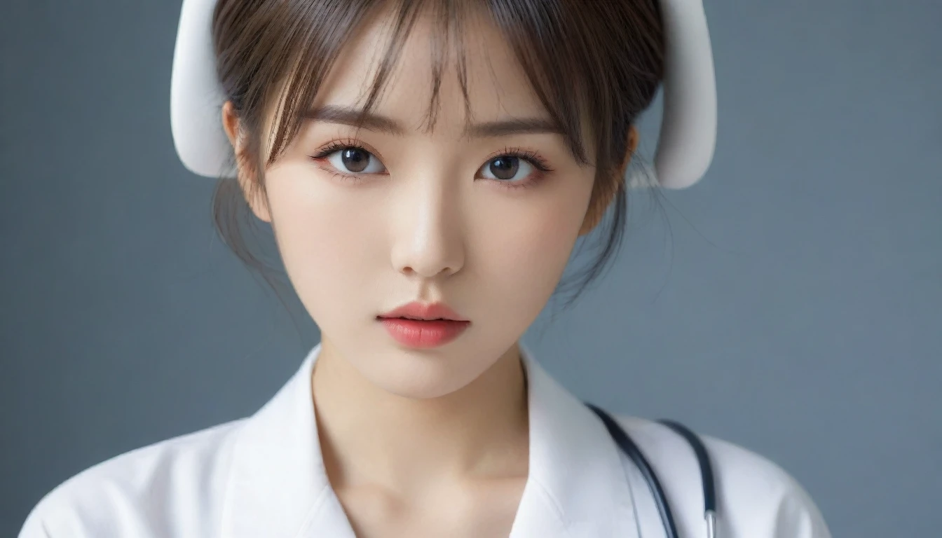 8k, Ultra-high resolution, Highest quality, masterpiece, 三分割法によるphotograph,Surreal, photograph, 1 , (:1.3), cute, cute顔, 細部までBeautiful Eyes, 細かくdetailedに,masterpiece,One Girl:1.2,Japanese women,nurse,upper body,glaring,Black short hair,Bowl cut,ID photo,((Fusion of humans and androids)),(Nurse uniform of the future:1.3),cyber punk,Eccentric,Medical Treatment Room,white collar,(Beautiful attention to detail),Subtle details, detailedな顔,anger,Attractive eyes,(ポートレートphotograph:1.4),(Photorealistic images:1.4),Fantasy art,(Beautiful Face:1.4),美しくAttractive eyes、Beautiful Eyes,Silver residue,(Tight waist:1.4)、(Beautiful with perfect body proportions:1.4),Pink Lips,profile,(((Ideal body type))),A-cup small breasts :2,、Portraiture:2、Perfect Anatomy、鮮明なdetailed、detailed,Fashion magazine cover,Thin lips,完璧でBeautiful Face ,完璧でcute顔, Skin with attention to detail, Perfect limbs、Narrow waist,Surreal,Light and shadow,spotlight