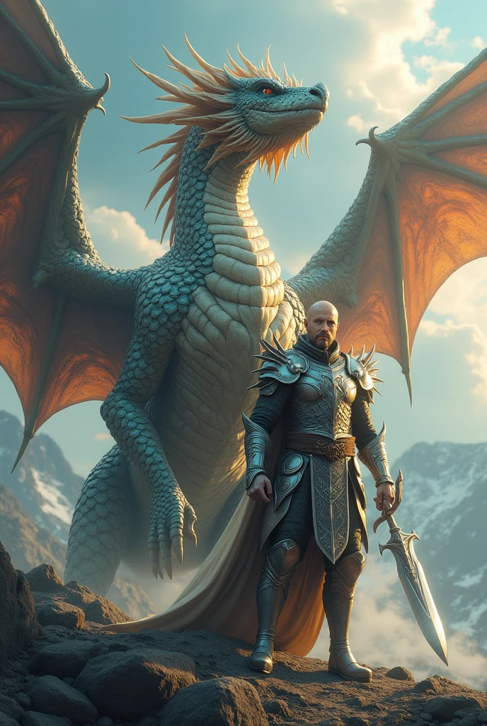Epic warrior with a Dragon