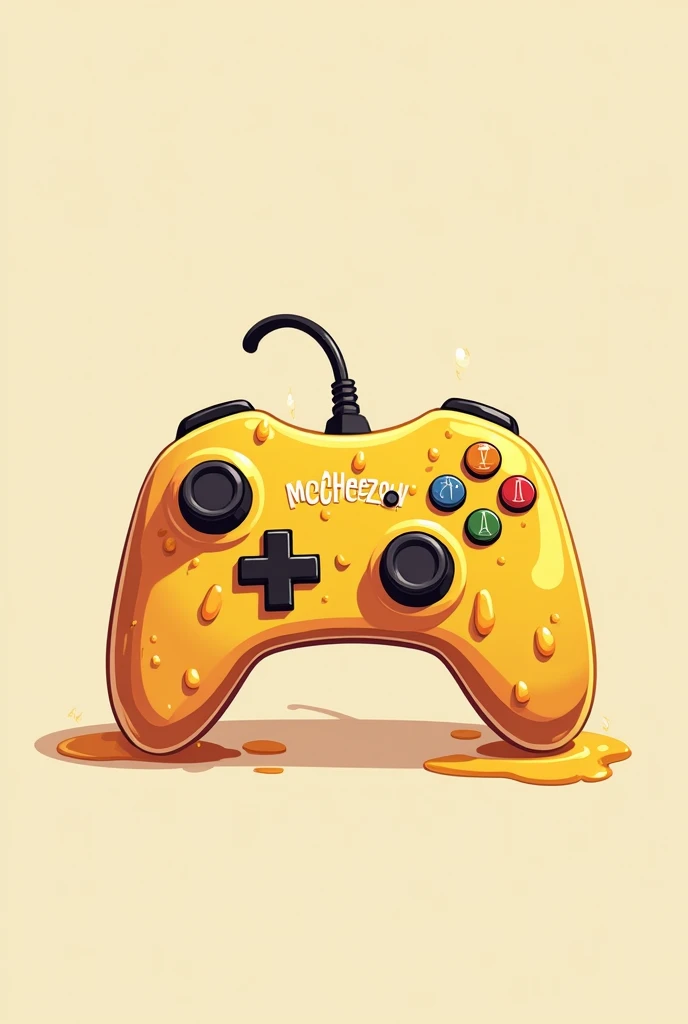 Game controller, with cheese on it, that says McCheezyboi, clipart