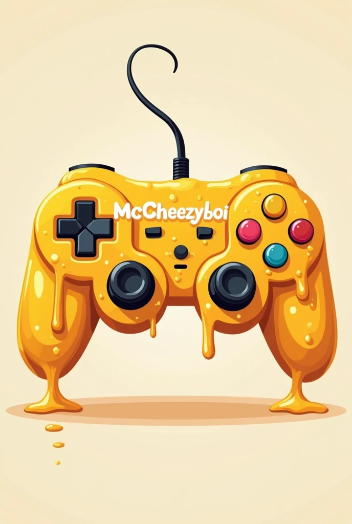 Game controller, with cheese on it, that says McCheezyboi, clipart