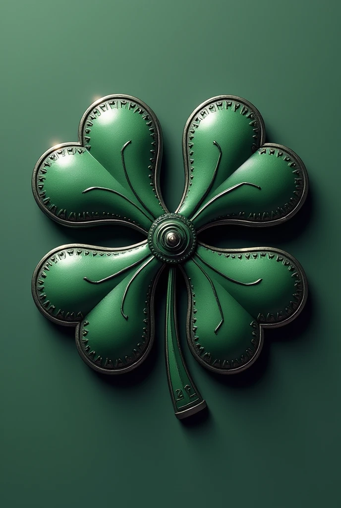 an elegant four-leaf clover shaped projectile, made of light and strong metal. Each leaf of the clover is sharp as a blade, with serrated edges. In the center of the clover, there is a small mechanism to release an electrical charge or an inhibitor gas. The design is compact and aerodynamic, allowing it to be thrown accurately. Its color is dark metallic green Comic book 2d style 