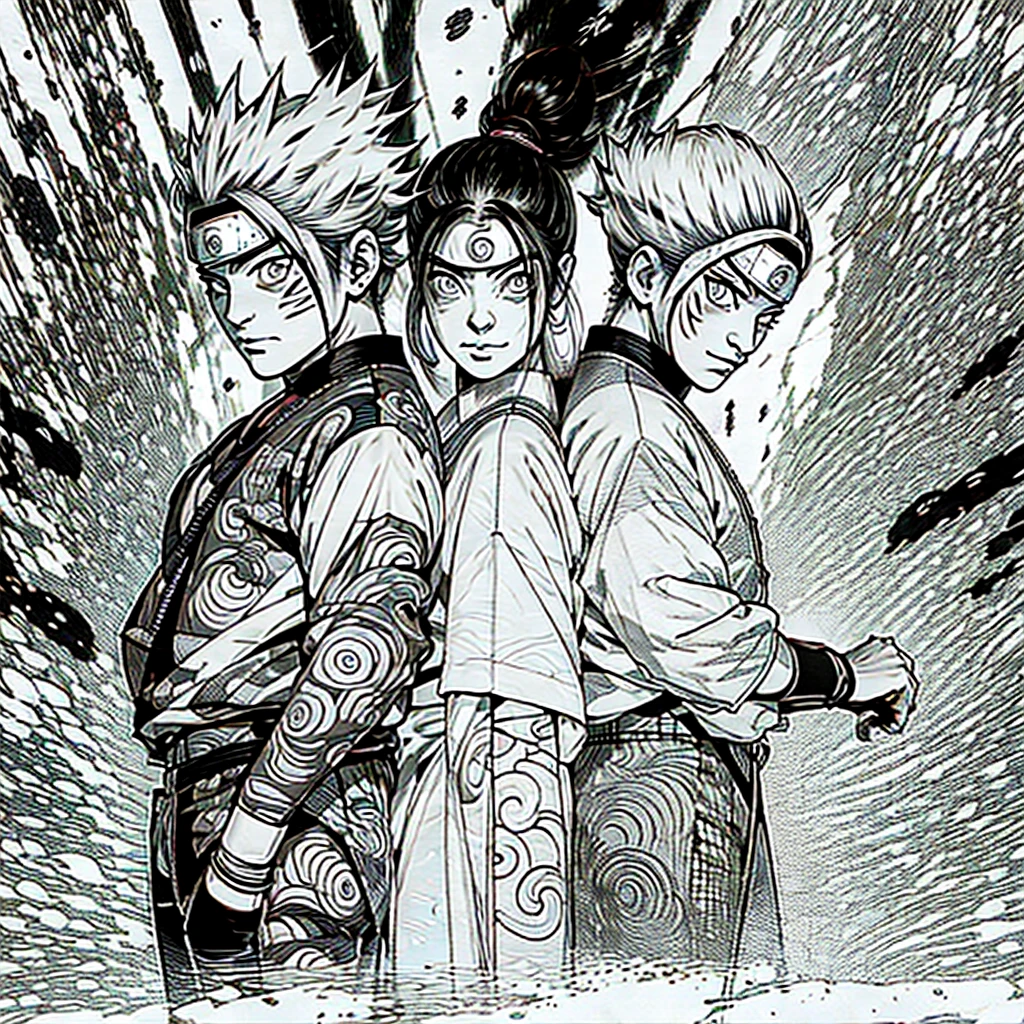 Image type scan manga. Two twins from the Naruto universe 