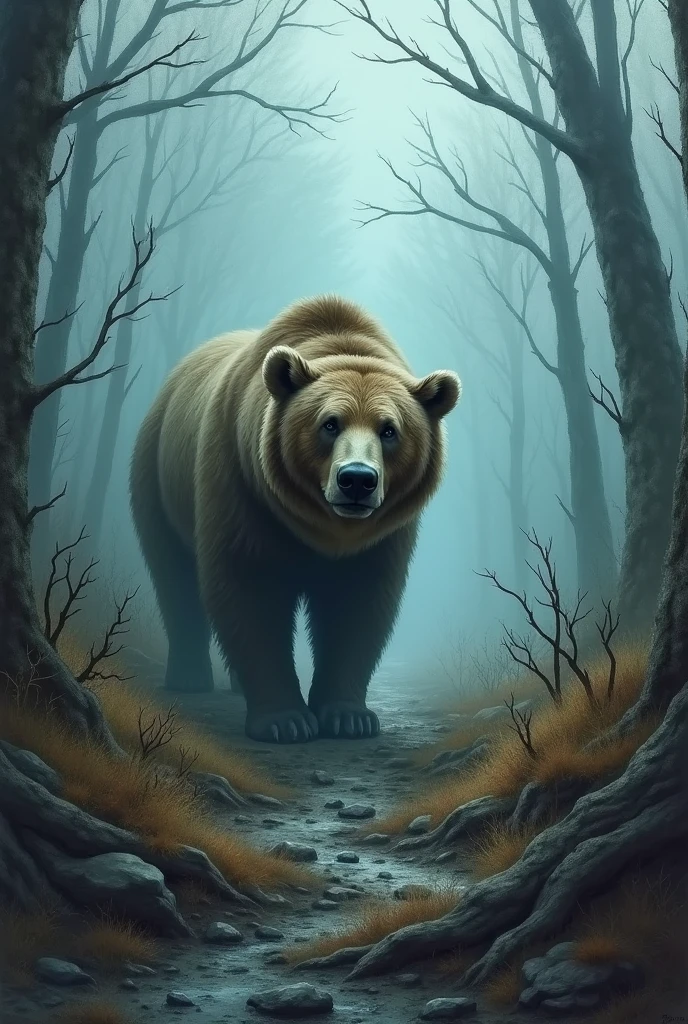 Make a picture about violence to the environment, that is a little sad, that has to do with an animal
