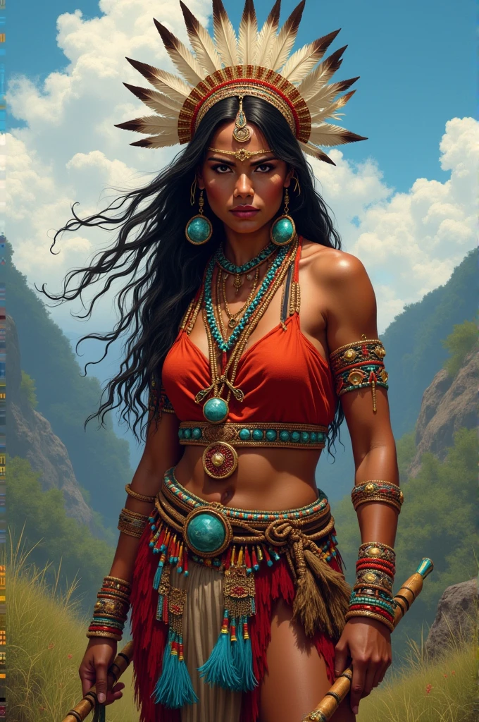 Looks like Sandeepa Dhar, Foto RAW: (pele altamente detalhada: 1.2), 8k UHD, DSLR, soft-lighting, alta qualidade, film grain, tribal girl, skin texture, skin pores, stunning looks, tribal headdress, tattoos, colorful tribal tattoos, tribal white girl, Polynesian tribe, best quality, best cinematic color grading, detailed lighting, high resolution, Fujifilm XT3