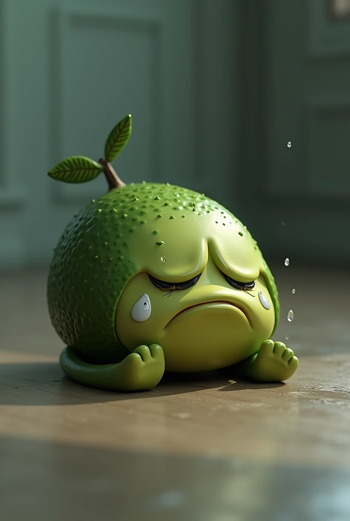 Draw the avocado crying on the floor





