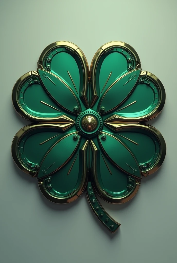 an elegant four-leaf clover shaped projectile, made of light and strong metal. Each leaf of the clover is sharp as a blade, with serrated edges. No centro do apretecho, there is a small mechanism to release an electrical charge or an inhibitor gas. The design is compact and aerodynamic, allowing it to be thrown accurately. Its color is dark metallic green Comic book 2d style
