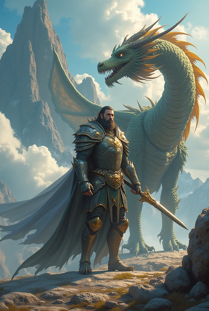 Epic warrior with a Dragon