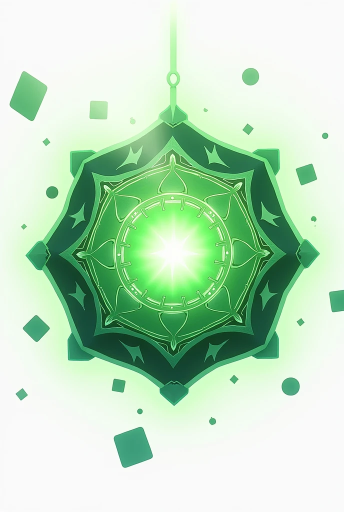 Enchanted hexagon spell magic for game square green no people background white anime style
