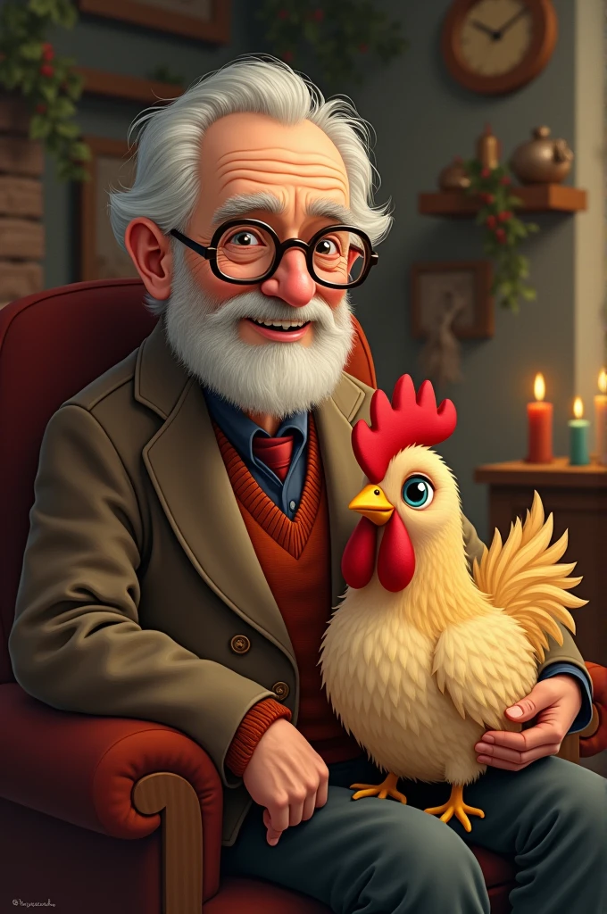 Otfried Preussler with a Christmas chicken