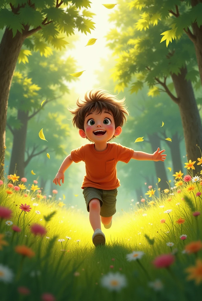 Description: A flashback of Carl as , running freely in a park, full of joy and carefreeness. In the scene, Young Carl plays among the trees, laughs and marvels at nature, representing the freedom of his childhood.