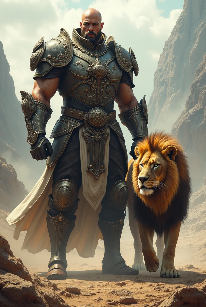 Epic warrior with a lion