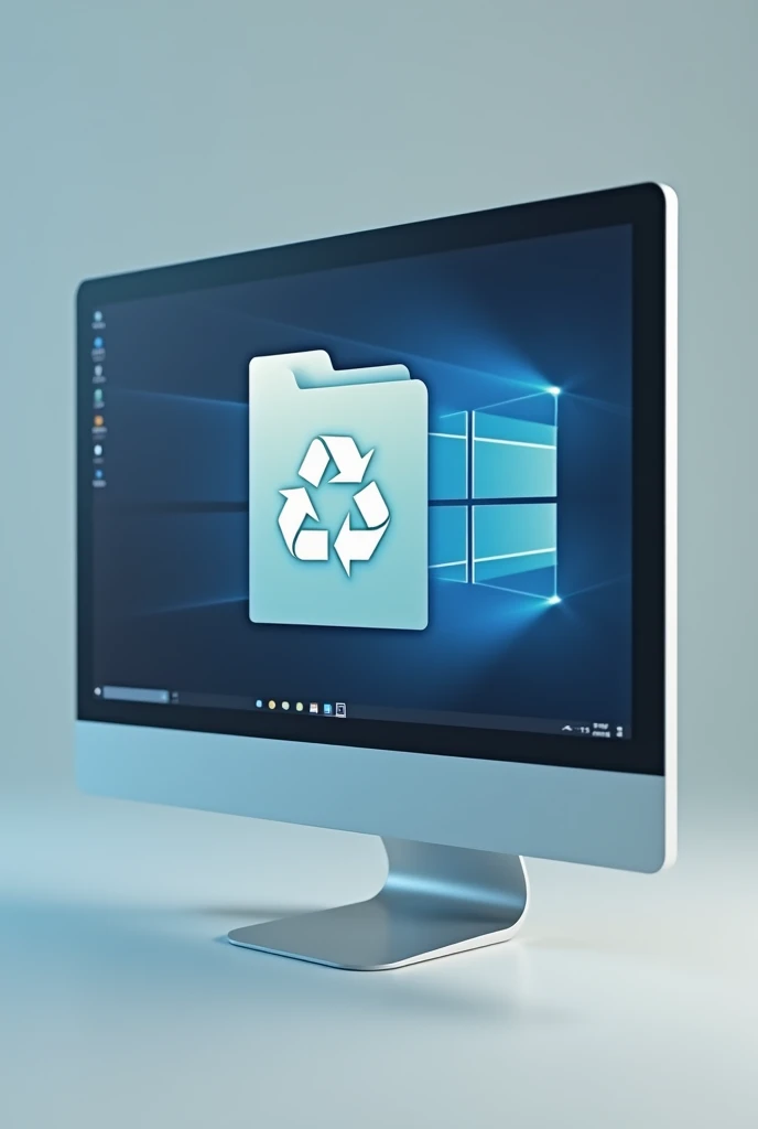 Make a monitor with the recycle bin application and close a folder (without the hand)