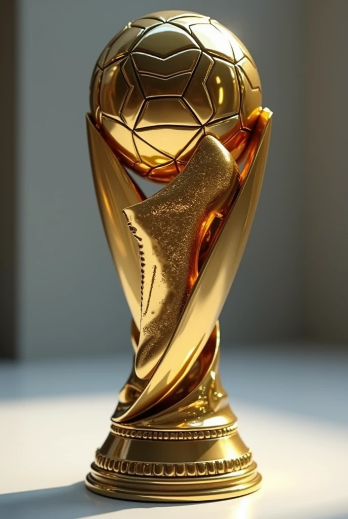 Football or soccer trophy with a golden boot, that the design is original , designed for midfielder 